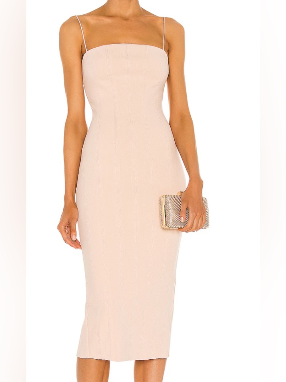 MISHA X REVOLVE  Strapless Cream Midi Column Dress